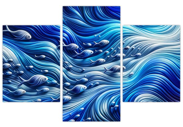 Kép – Halak a hullámokban (90x60 cm)