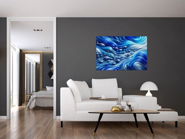 Kép – Halak a hullámokban (90x60 cm)