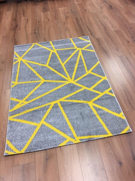 Barcelona E738 sárga geometriai mintás szőnyeg 80x150 cm