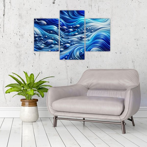 Kép – Halak a hullámokban (90x60 cm)