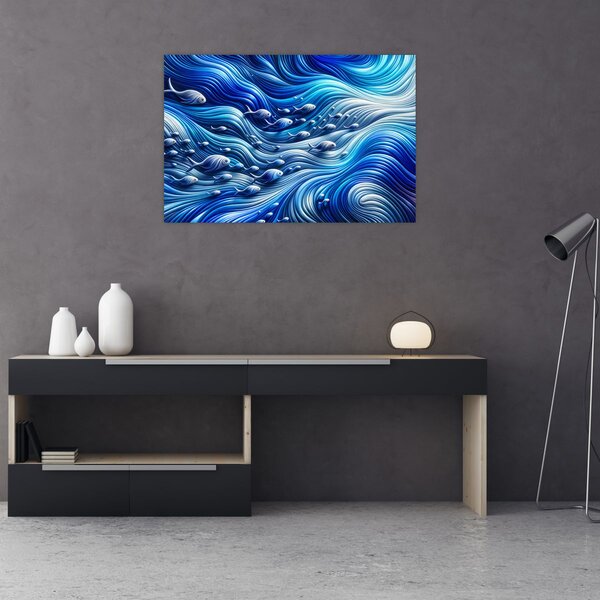 Kép – Halak a hullámokban (90x60 cm)