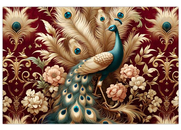 Kép – Elegáns páva (90x60 cm)