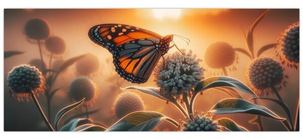 Kép – Pillangó a lenyugvó napban (120x50 cm)