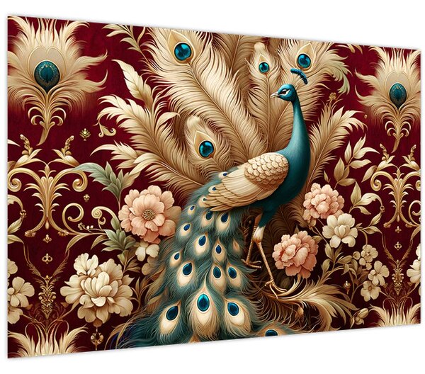 Kép – Elegáns páva (90x60 cm)