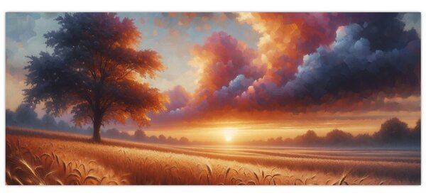 Kép – Naplemente a mezőn (120x50 cm)