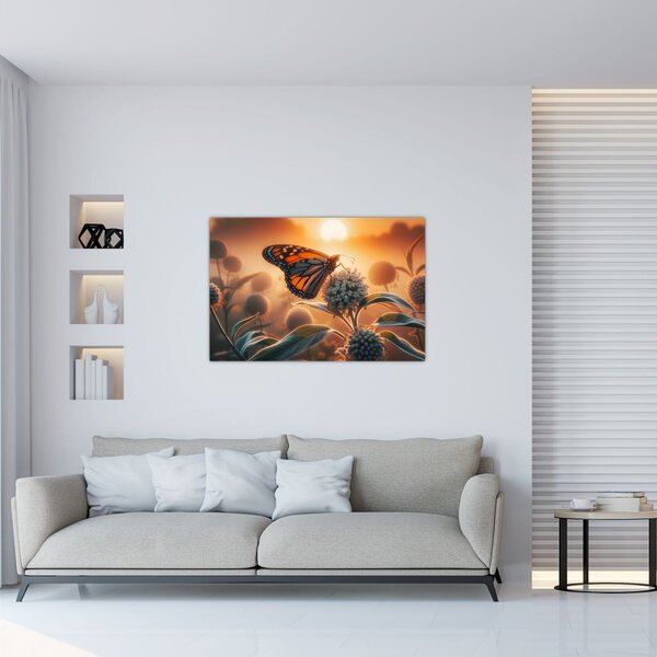 Kép – Pillangó a lenyugvó napban (90x60 cm)