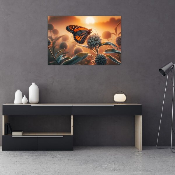 Kép – Pillangó a lenyugvó napban (90x60 cm)