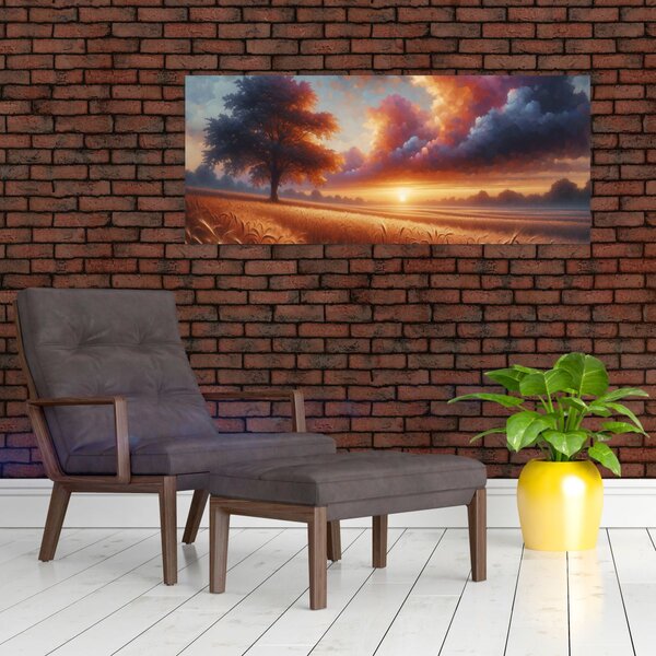 Kép – Naplemente a mezőn (120x50 cm)