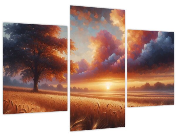 Kép – Naplemente a mezőn (90x60 cm)
