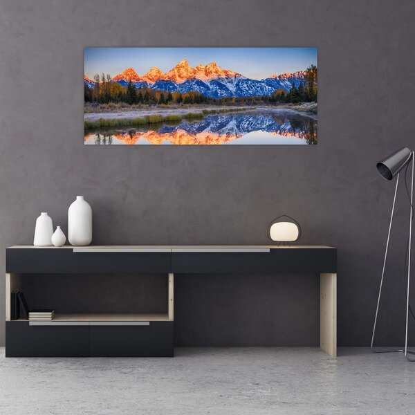 A havas hegycsúcsok képe (120x50 cm)
