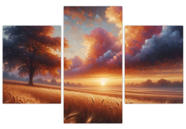Kép – Naplemente a mezőn (90x60 cm)