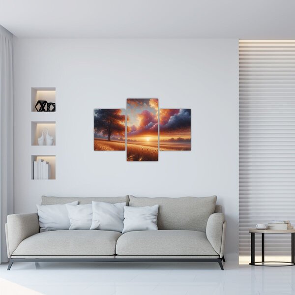 Kép – Naplemente a mezőn (90x60 cm)