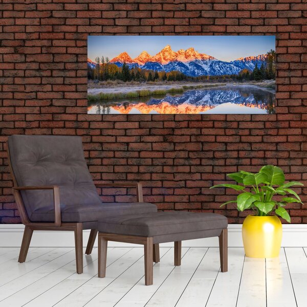 A havas hegycsúcsok képe (120x50 cm)