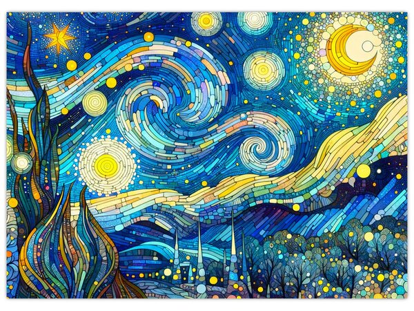 Kép – Csillagos éjszaka mozaikja (70x50 cm)