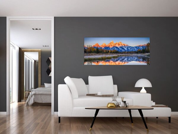 A havas hegycsúcsok képe (120x50 cm)
