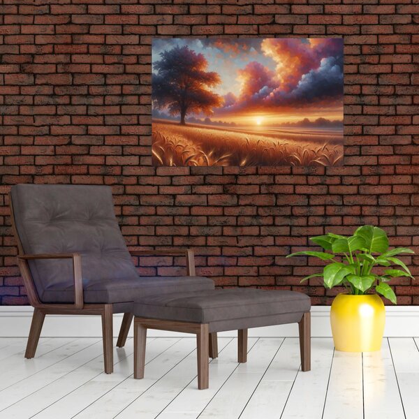 Kép – Naplemente a mezőn (90x60 cm)