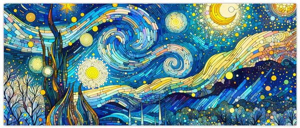 Kép – Csillagos éjszaka mozaikja (120x50 cm)