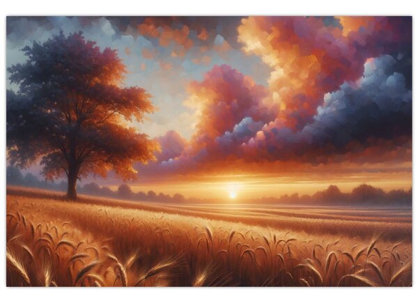 Kép – Naplemente a mezőn (90x60 cm)