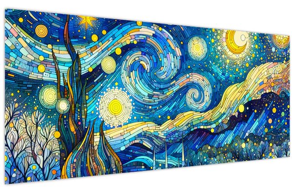 Kép – Csillagos éjszaka mozaikja (120x50 cm)