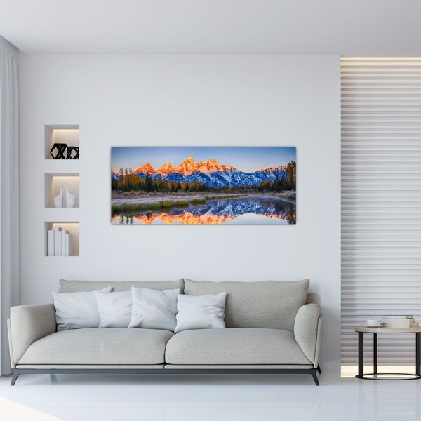 A havas hegycsúcsok képe (120x50 cm)