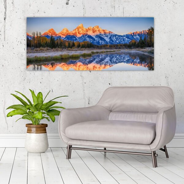 A havas hegycsúcsok képe (120x50 cm)