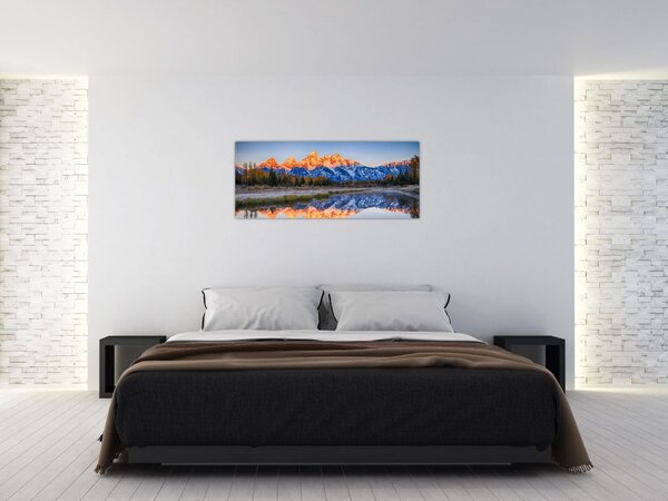 A havas hegycsúcsok képe (120x50 cm)