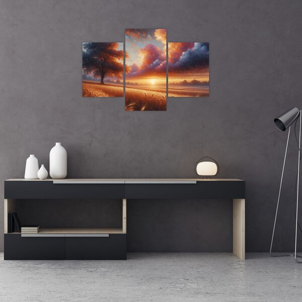 Kép – Naplemente a mezőn (90x60 cm)