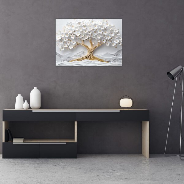 Kép – 3D elegáns életfa virágokkal (70x50 cm)