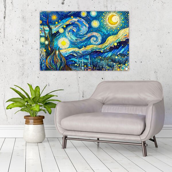 Kép – Csillagos éjszaka mozaikja (90x60 cm)