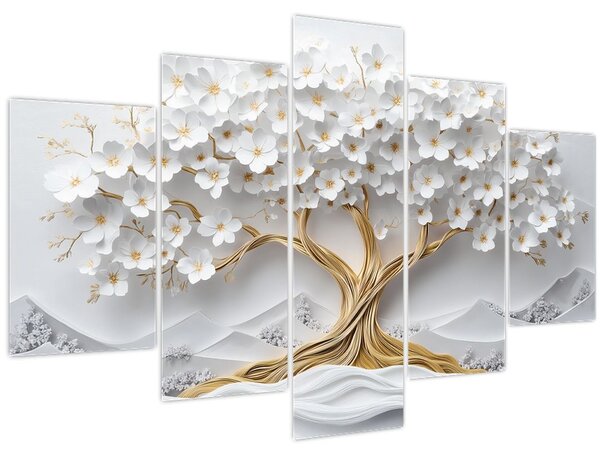 Kép – 3D elegáns életfa virágokkal (150x105 cm)