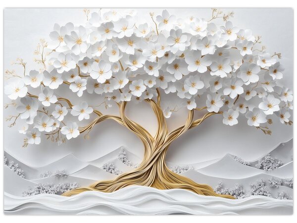 Kép – 3D elegáns életfa virágokkal (70x50 cm)