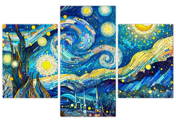 Kép – Csillagos éjszaka mozaikja (90x60 cm)