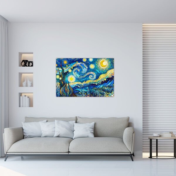 Kép – Csillagos éjszaka mozaikja (90x60 cm)