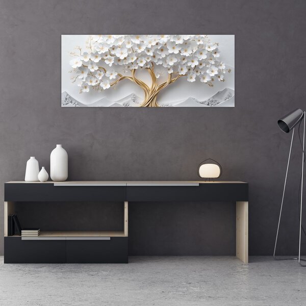 Kép – 3D elegáns életfa virágokkal (120x50 cm)