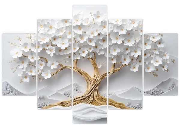 Kép – 3D elegáns életfa virágokkal (150x105 cm)