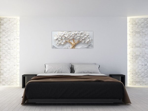 Kép – 3D elegáns életfa virágokkal (120x50 cm)