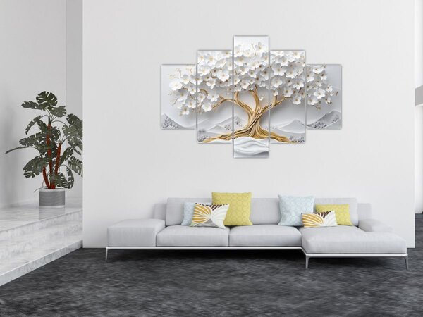 Kép – 3D elegáns életfa virágokkal (150x105 cm)