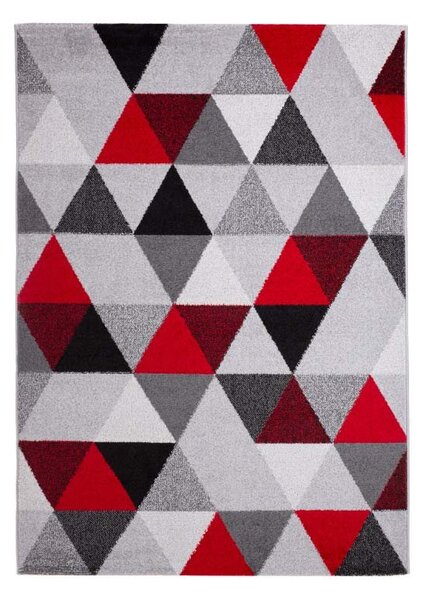 Barcelona B430A_FMF64 piros-szürke geometriai mintás szőnyeg 80x150 cm