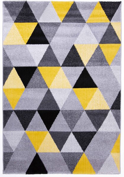 Barcelona B430A_FMF68 sárga-szürke geometriai mintás szőnyeg 120x170 cm