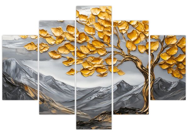 Kép – Fa arany levelekkel (150x105 cm)