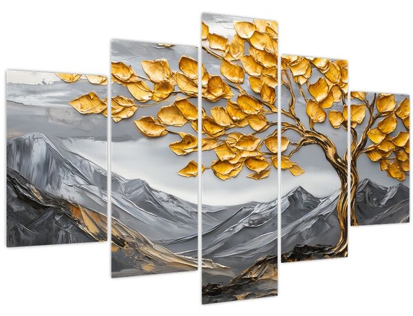 Kép – Fa arany levelekkel (150x105 cm)