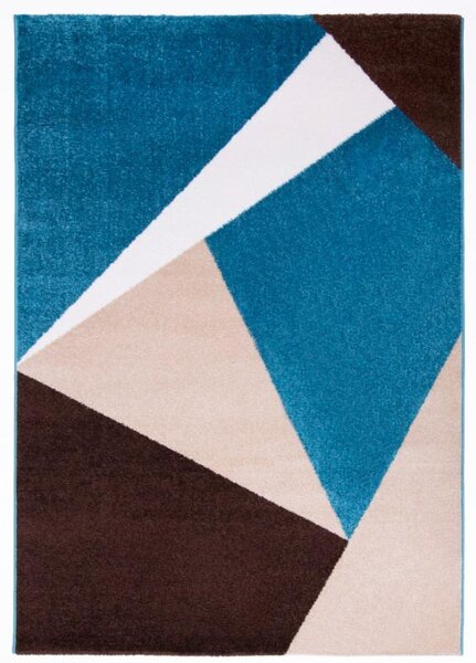 Barcelona E198_FMA12 kék-bézs geometriai mintás szőnyeg 120x170 cm