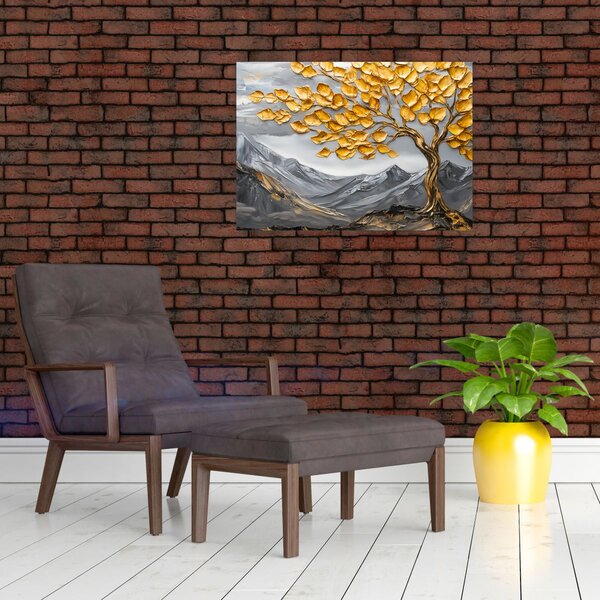 Kép – Fa arany levelekkel (70x50 cm)