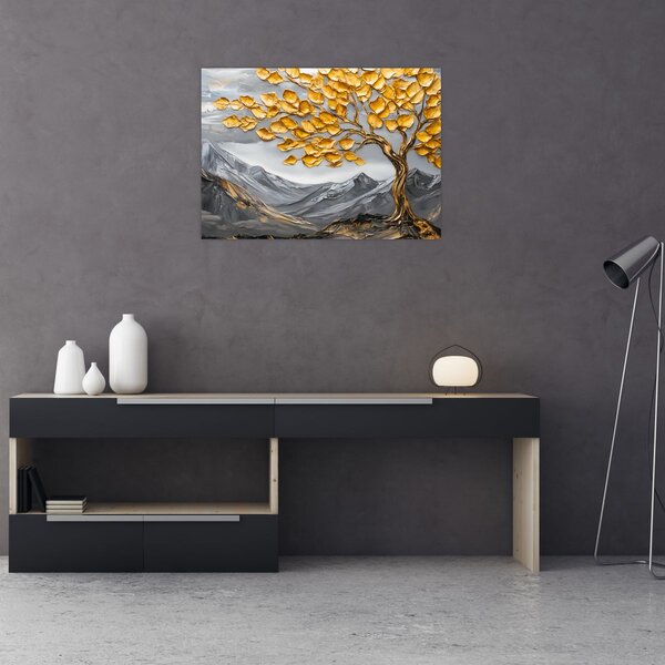 Kép – Fa arany levelekkel (70x50 cm)
