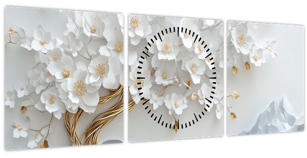 Kép – 3D elegáns életfa (órával) (90x30 cm)
