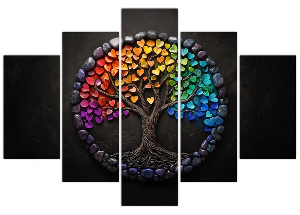 Kép – Fa színes szívekkel (150x105 cm)