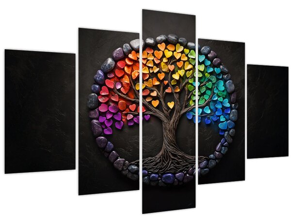 Kép – Fa színes szívekkel (150x105 cm)