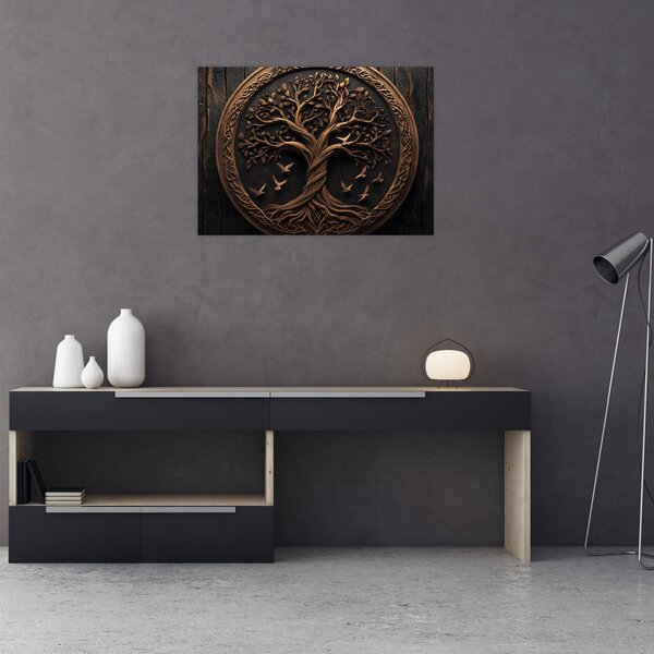 Kép – Fából készült életfa (70x50 cm)