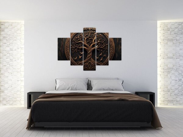 Kép – Fából készült életfa (150x105 cm)