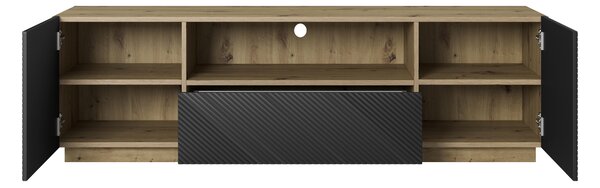 Asha TV-szekrény 167 cm fiókkal és nyitott résszel - artisan / fekete matt